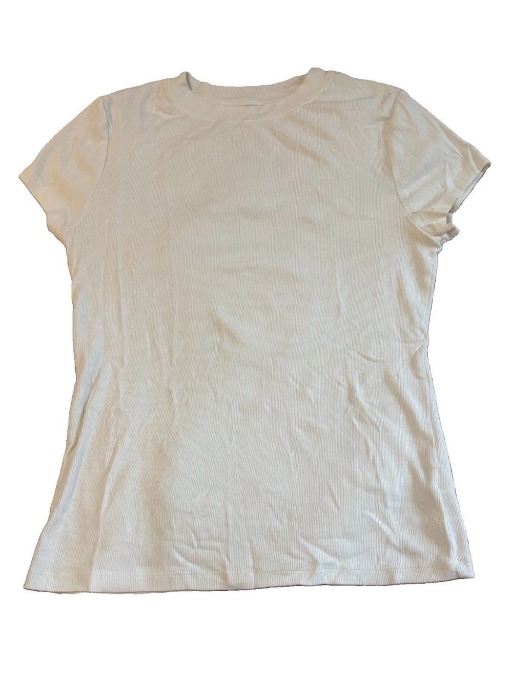 A New Day Women’s Mock Neck T Shirt Ribbed White M Classic Timeless Short Sleeve